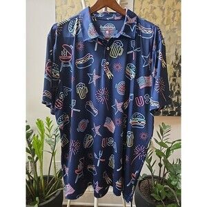Chubbies Polo Shirt Mens 2XL USA Party Golf Performance Stretch